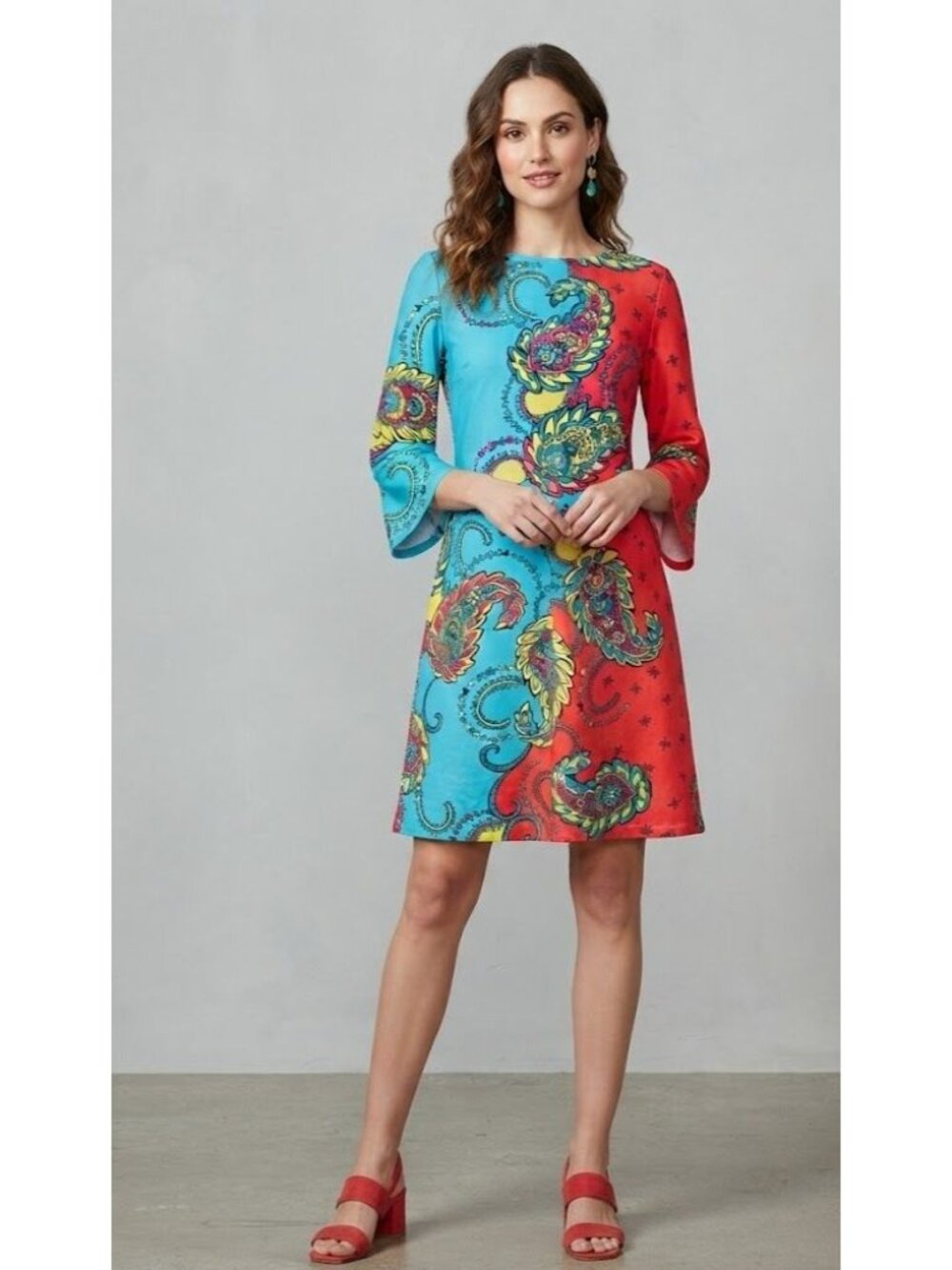 Muse Womens Red & Blue Paisley Dress Size 4